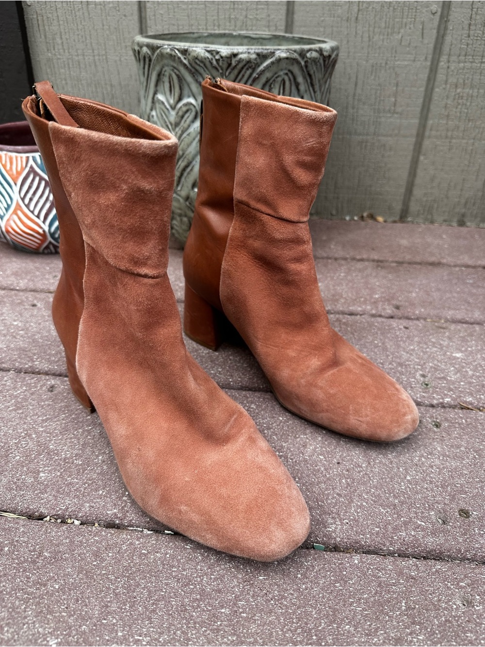 Seychelles leather ankle boots brown size 7.5